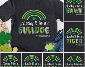 Personlig skolmaskot lyckolärare St Patrick's Day-tröja, skolanda-tröja, rolig skolmaskot-tröja, St Patty's Day-tröja