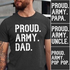 Camiseta de papá orgulloso del ejército, camiseta de padre militar, camiseta de graduación de entrenamiento básico, papá soldado, regalo familiar del ejército de EE. UU., camiseta de apoyo a nuestras tropas