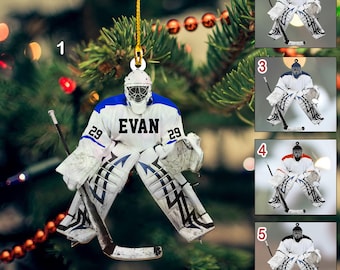 Personalized Hockey Goalie Flat Acrylic Keychain & Ornament, Gift For Gift For Hockey Players, Hockey Goalie Keychain, Hockey Lovers Gift