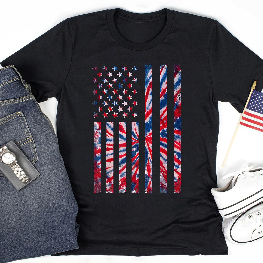 Red White Blue Tie Dye T-shirt, Vintage American Flag T-shirt, 4th of ...