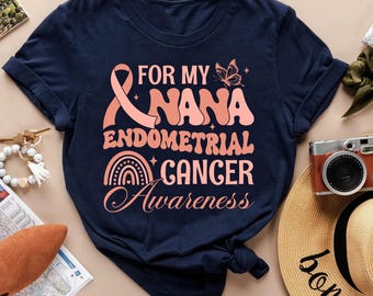 Endometrial Cancer Awareness Shirt, Peach Ribbon Support Tee, Cancer Fighter Survivor T-Shirt, Awareness Month Gift, Family Support Top