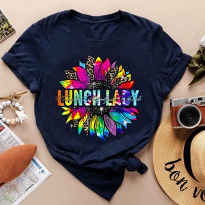 Lunch Lady Sunflower Leopard Tie Dye T-Shirt, Back To School Shirt, Cute Lunch Lady Shirt, Cafeteria Crew Shirt, Cafeteria Worker Gift