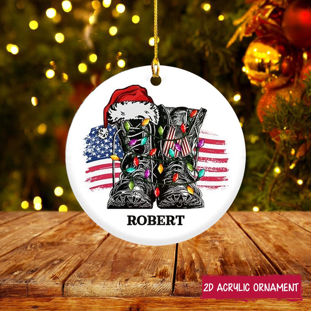 Personalized Veterans Ornament, Customized Veteran Boots Acrylic