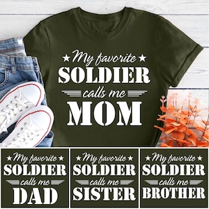 Mein Lieblingssoldat ruft mich an Mama Papa Schwester Bruder Shirt, Armee Familie T-Shirt, Militär-Abschluss-Shirt, Grundschulbildung Geschenk, Boot Camp Tee