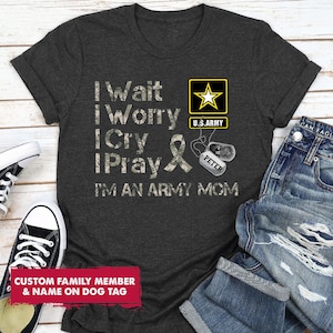 Camiseta de agradecimiento a la familia del ejército, camiseta de &quot;Mamá orgullosa del ejército&quot;, camisetas familiares del ejército, camisetas familiares militares, regalos del ejército para la familia, ejército personalizado