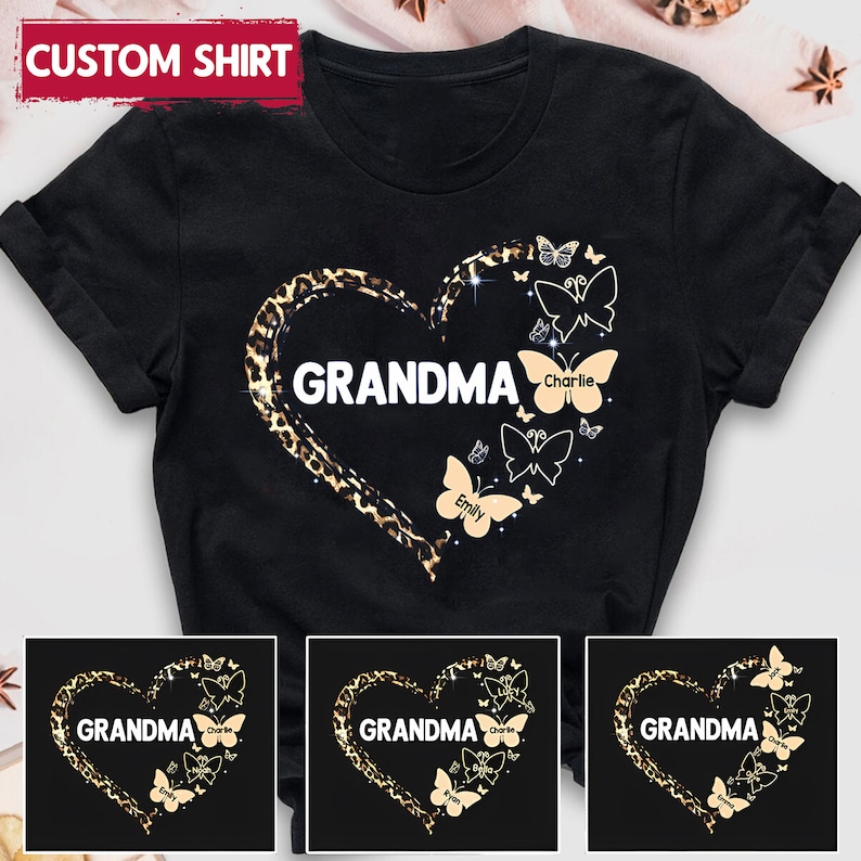 Personalized Grandma With Grandkids Butterfly T-shirt, Cute Nana Shirt ...