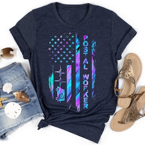 Postal Worker American Flag T-Shirt, Postal Carrier, Postman, Postwoman, Mail Carrier Shirt, Mailman, Mailwoman, Postal Worker Gifts