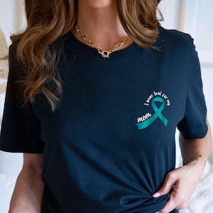 Personalized Ovarian Cancer Shirt, Custom Name, Teal Ribbon Awareness Tee, Support Squad, Survivor Gift, Family Shirts, Team Cancer T-Shirt