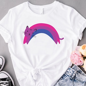 Bisexual Rainbow Cat Shirt, Bi Pride Shirt, Bisexual Pride T Shirt, LGBTQ Pride, Cat Mom, Cat Dad, Bisexuality Bisexual Shirt