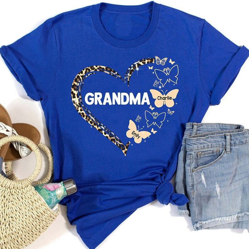 Personalized Grandma With Grandkids Butterfly T-shirt, Cute Nana Shirt ...