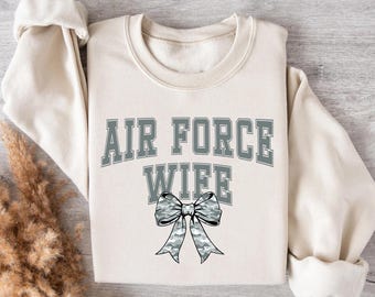 Felpa con scritta "Moglie orgogliosa dell'aeronautica", regalo per moglie di aviere, mamma e sorella dell'aeronautica sostengono le nostre truppe, completo militare personalizzato per la famiglia, regalo per la missione