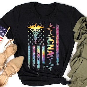 CNA American Flag T-Shirt, Tie Dye Certified Nursing Assistant Shirt, CNA T-Shirt, Nurse Tie Dye T-Shirt, Cute CNA Shirt, Nursing Assistant