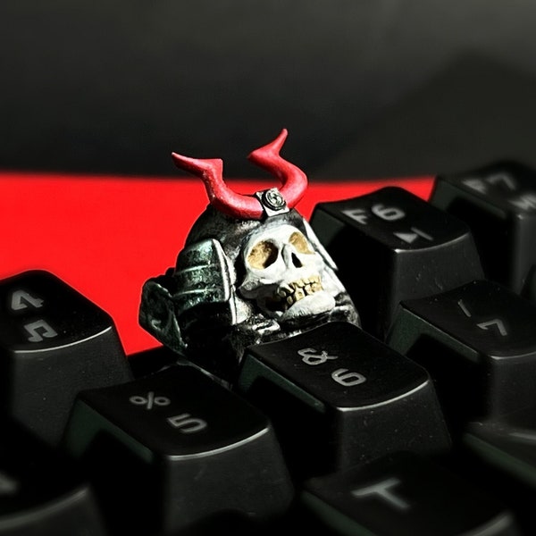 Skull Keycap, Samurai keycap, Japanese Keycap, Yokai Keycap, Keycaps for cherry MX keyboard, Gift for gamers, Artisan keycaps