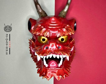 Japanese Dragon head wall decoration, Hand made mask, Japanese culture, Wall mask, Gift Tattoo lovers