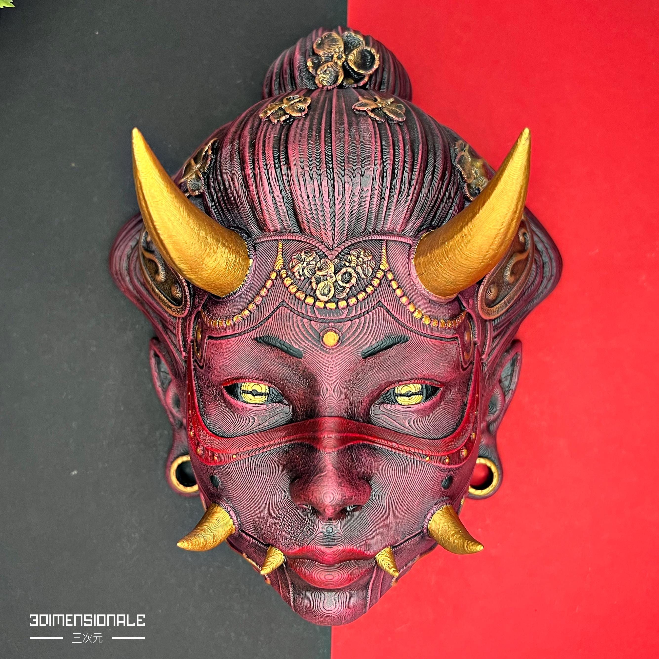 Japanese Hannya Chunari Wall Mask – Handmade Yokai Wall Decoration
