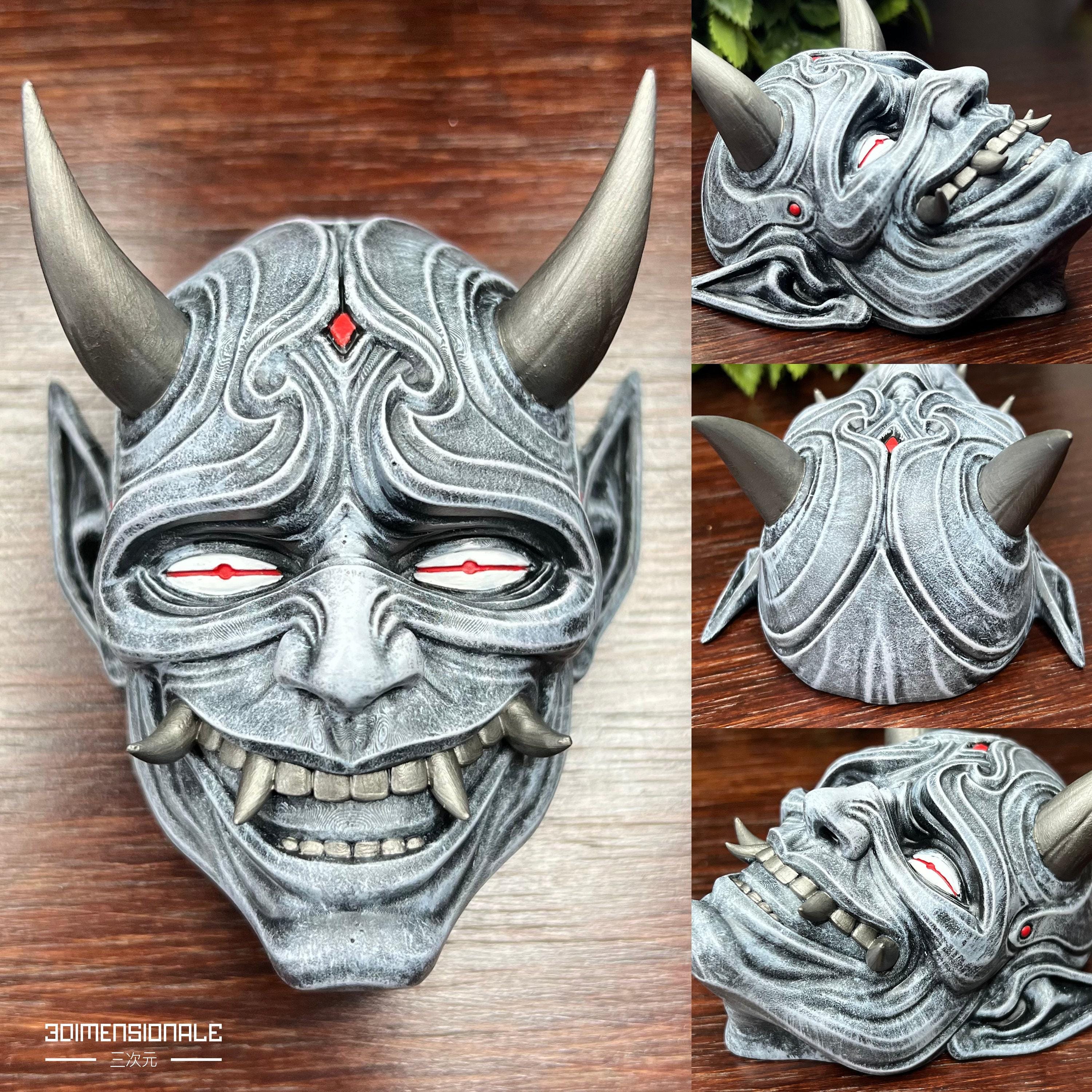 日本の鬼面セット – 3ピースの鬼の壁飾り – 悪魔の面の壁掛けアート