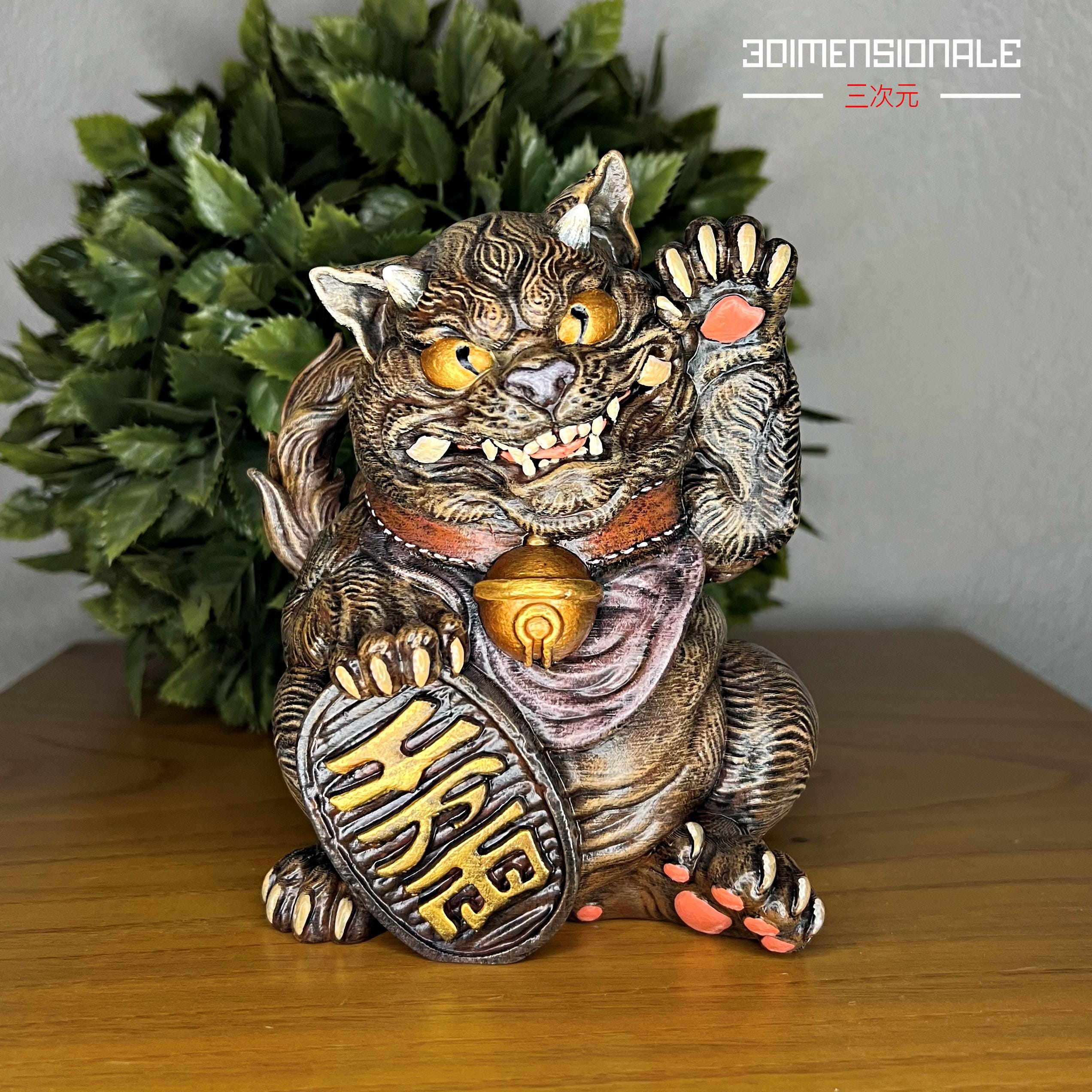 Maneki Neko Nekomata – Hand-painted Japanese Lucky Cat Statue