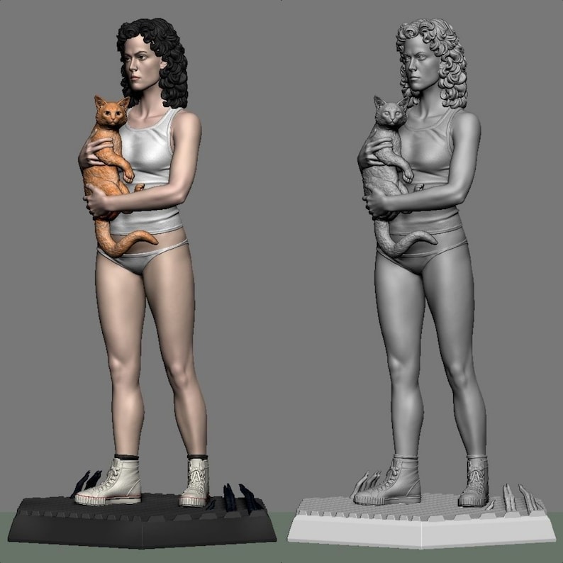 DIY kit, Ellen Ripley 25 cm, Alien Movie, Figure Kit, 8K 3D PRINTING, Smooth and clean surface, Fan art sculpt, Unpainted image 3