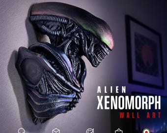 Alien Xenomorph Wall Art, 3D Sci-Fi Wall Decor, Handmade Alien Sculpture
