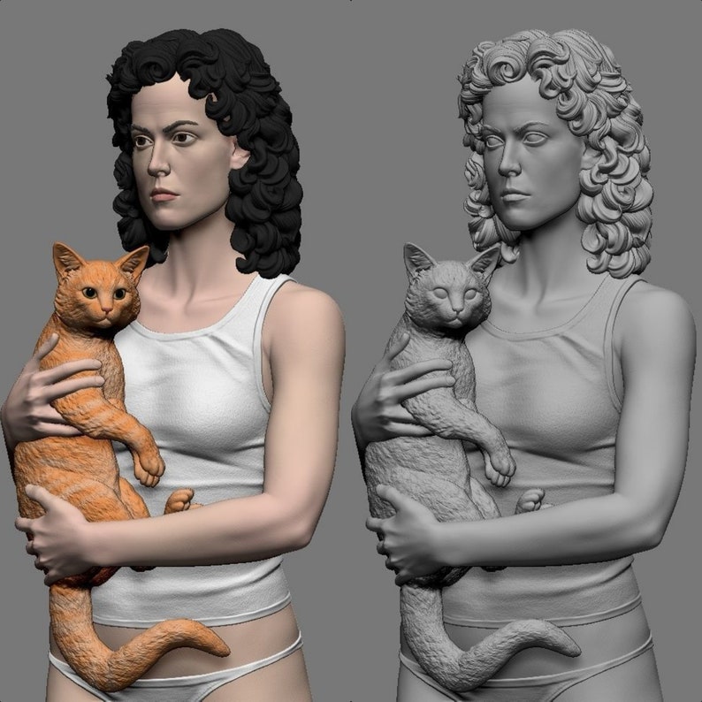 DIY kit, Ellen Ripley 25 cm, Alien Movie, Figure Kit, 8K 3D PRINTING, Smooth and clean surface, Fan art sculpt, Unpainted image 6