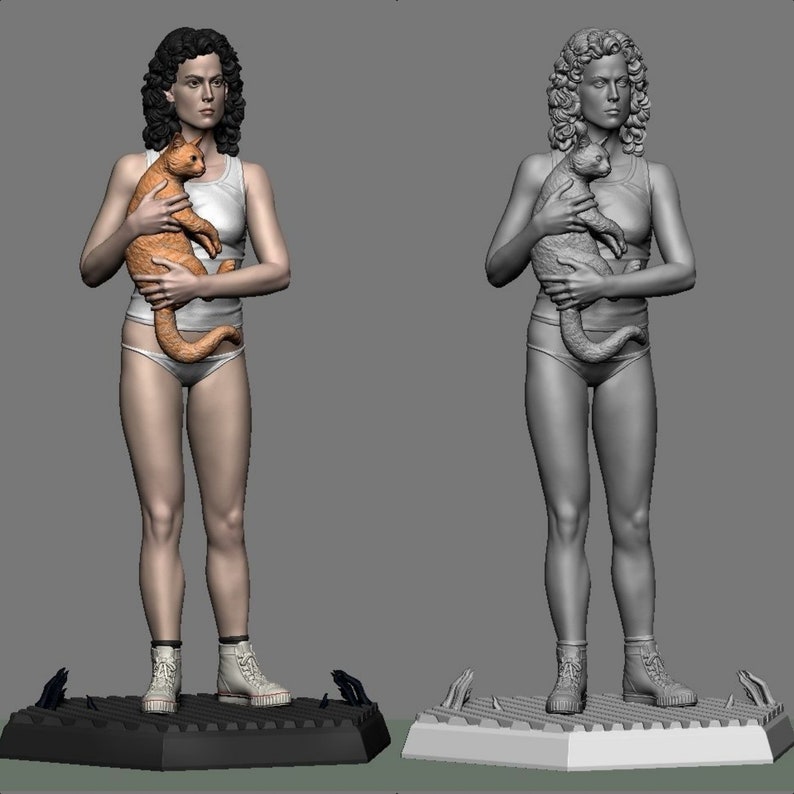 DIY kit, Ellen Ripley 25 cm, Alien Movie, Figure Kit, 8K 3D PRINTING, Smooth and clean surface, Fan art sculpt, Unpainted image 2