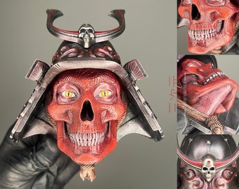 Oni Samurai Japan Mask Wall decoration, demonic mask, Demonic Samurai Mask, Hand made, Japanese culture, Tattoo lovers, Orochi Mask