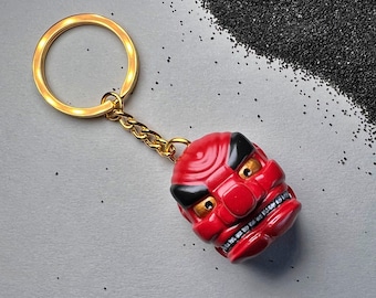 Tengu Mask Keychain – Hand Painted Japanese Yokai Charm