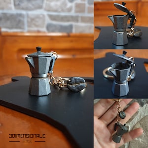 Moka Pot Coffee Bean Keychain, Handmade, Italian Coffee Culture, Espresso Coffee, Gift Idea for Coffee Lovers