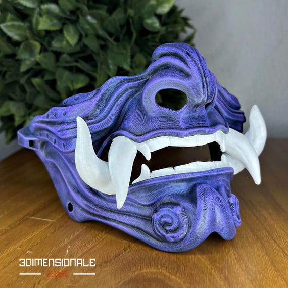 Purple Oni Menpo Mask – Japanese Samurai Demon Half Mask for