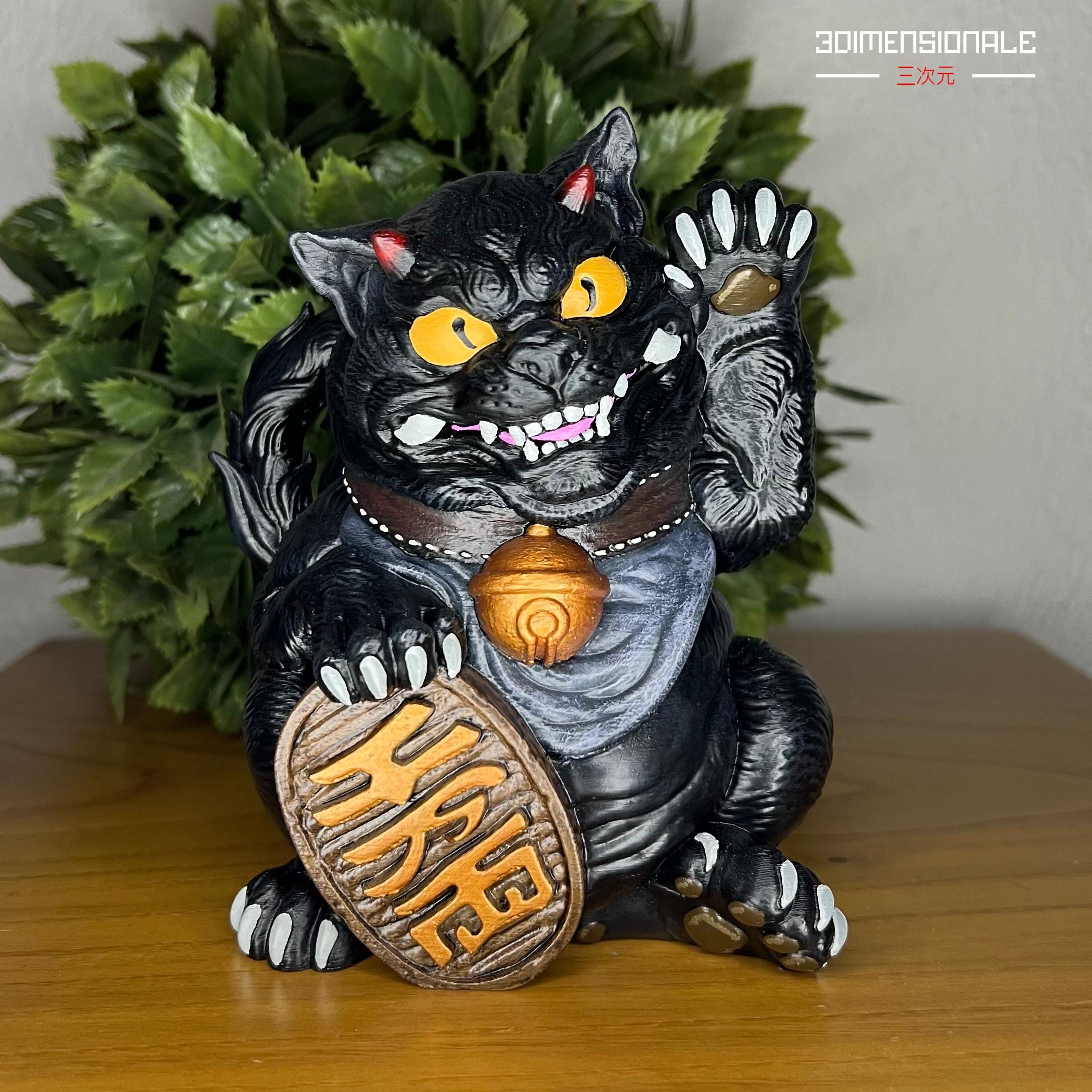 置物 maocat Maneki Neko Nekomata – Hand-painted Japanese Lucky Cat Statue