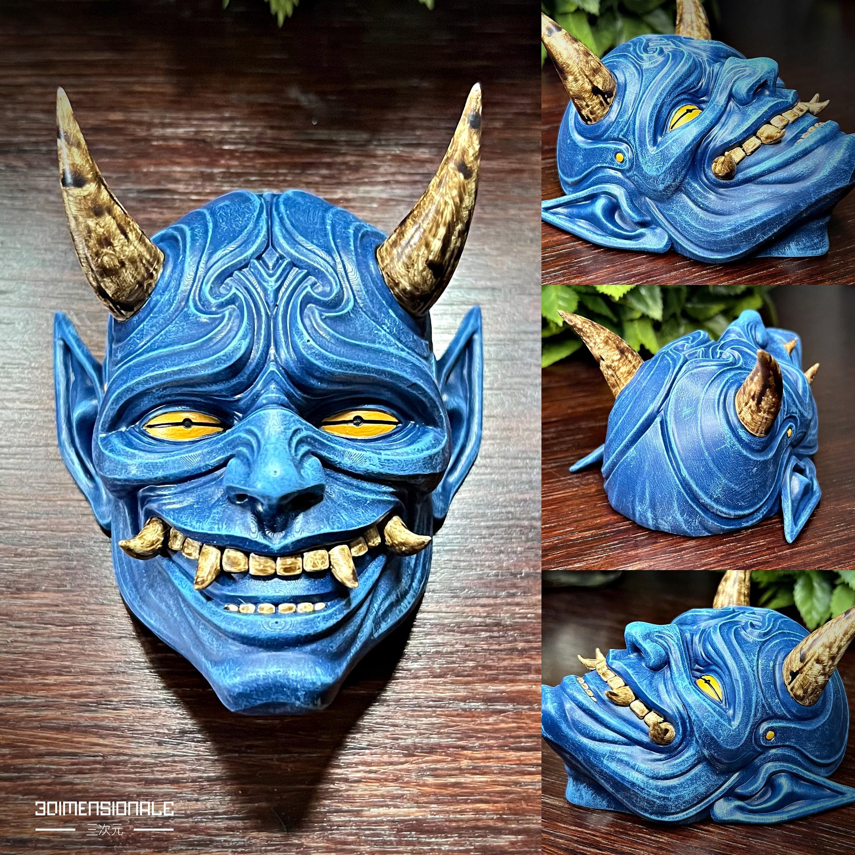 日本の鬼面セット – 3ピースの鬼の壁飾り – 悪魔の面の壁掛けアート