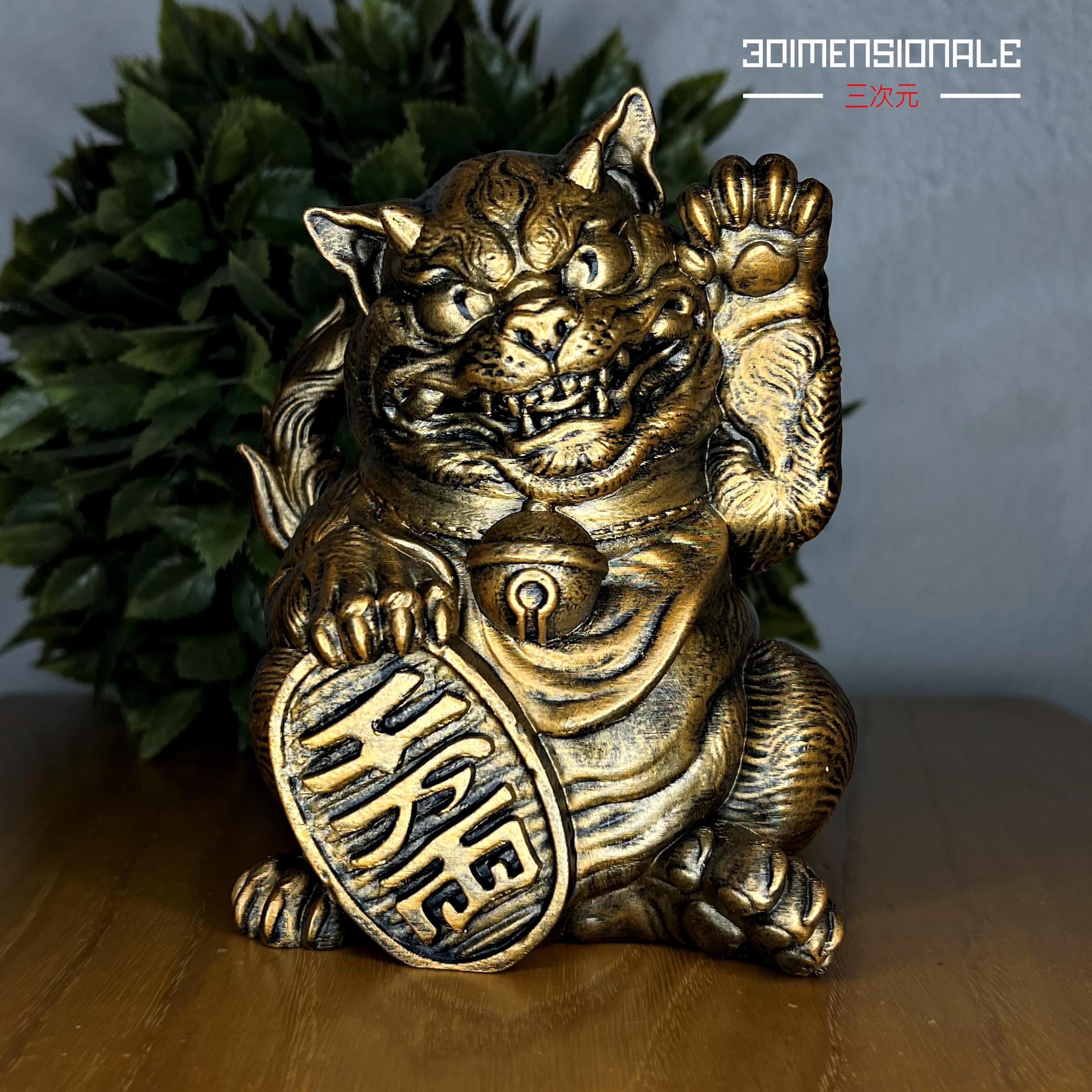 Maneki Neko Nekomata Statue – Japanese Lucky Cat Figurine Hand