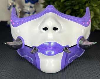 Hannya Chunari Girl Mask – White Purple Japanese Demon Mask for Cosplay