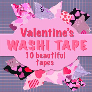 Valentine’s Day digital Washi tapes, for GOODNOTES, notability,  digital planners, love hearts xoxo