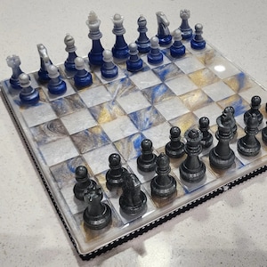 Custom Made Resin Chess Board & Pieces