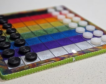 Custom Made Resin Checker Board & Pieces