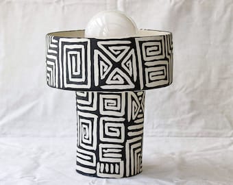 Kenya Handmade Porcelain Table Lamp | Unique decorational piece for you living room or bedroom | Housewarming gift | With bulb