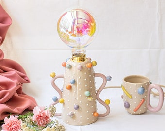 Handmade ceramic table lamp for living room home decoration bedside table lamp housewarming gift bedroom decoration idea for her