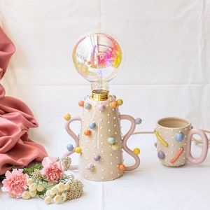 Handmade ceramic table lamp for living room home decoration bedside table lamp housewarming gift bedroom decoration idea for her