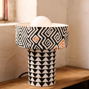 Kenya Handmade Porcelain Table Lamp | Table lamp | Unique decorational piece |Ceramic table lamp | Housewarming gift | With bulb