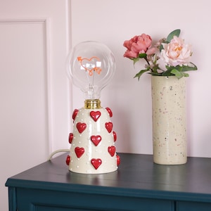 Heart lamp for living room decoration ceramic table lamp for home decor bedside table lamp for bedroom handmade ceramic lamp