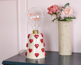 Heart lamp for living room decoration ceramic table lamp for home decor bedside table lamp for bedroom handmade ceramic lamp