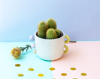Fioriera da interno in ceramica fatta a mano / Decorazione unica per scrivania
