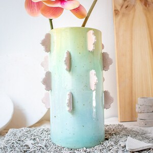 Green handmade flower vase Ceramic vase Pottery vase Unique vase Housewarming gift Birthday gift Home decoration Gift for her image 5