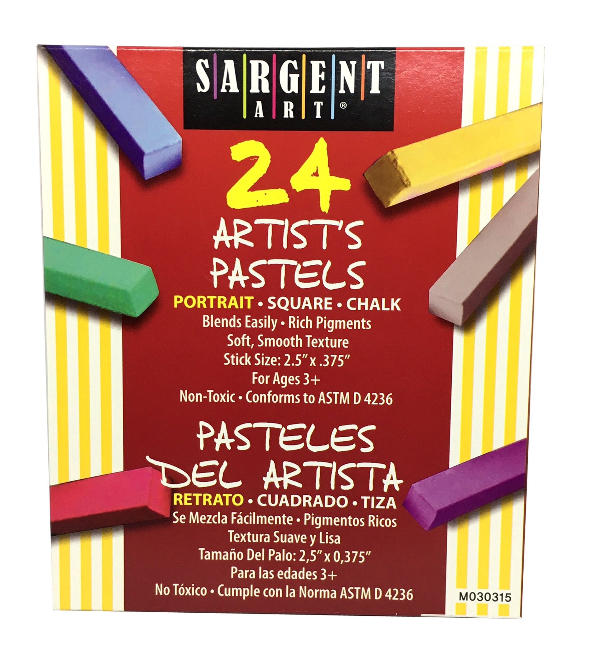 24 Artist's Pastels Set of Square Colored Chalk Sticks 24 Assorted Chalk Pastel Colors Artist