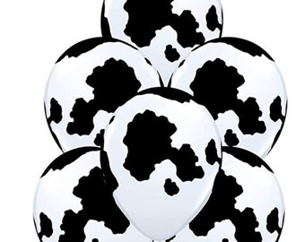 Cow balloons | cow print balloon | farm birthday | 6 pack 8 pack cow balloon | farm decor | cowboy cowgirl rodeo  party | how cow im 1