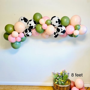Kit guirlande de ballons bricolage vache fille étourdie sur le thème du sud, kit d&#39;arche de ballons bricolage rose eucalyptus imprimé vache, ballons imprimés vache