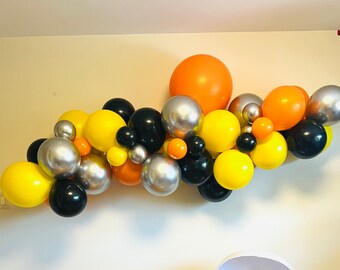 DIY Construction Balloon Garland Kit, Construction themed Balloon Arch, Construction Party Decor, Construction birthday. tractor theme