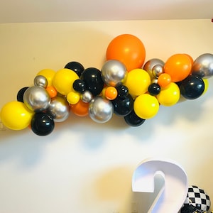 Construction Balloon Garland Kit - 92 Piece Orange Black Yellow Party Decorations