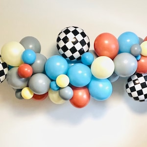 Retro race car theme DIY Balloon Garland Kit | Birthday Car themed Balloon Arch | Two Fast Party Decor | Baby Shower Decor